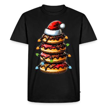 Beignets Pile Beignets Saupoudre Chapeau de Noël Xm - T-shirt Premium bio Homme - noir - Devant - Nico (187cm)