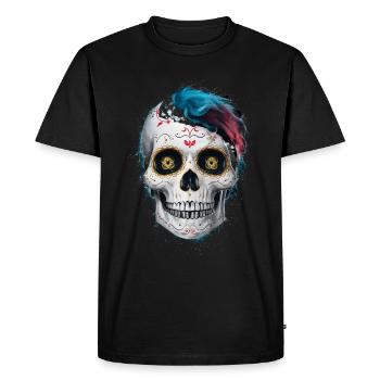 Le Jour des morts / Dia de los muertos / Crâne de sucre - T-shirt Premium bio Homme - noir - Devant - Nico (187cm)