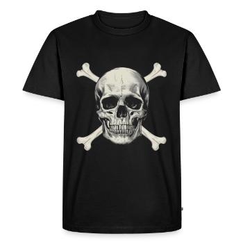 Drapeau pirate Crâne avec des os - T-shirt Premium bio Homme - noir - Devant - Nico (187cm)