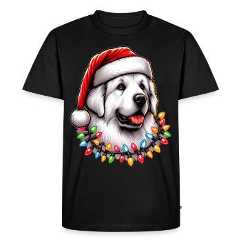 Chien des Pyrénées Chapeau de Père Noël - T-shirt Premium bio Homme - noir - Devant - Nico (187cm)