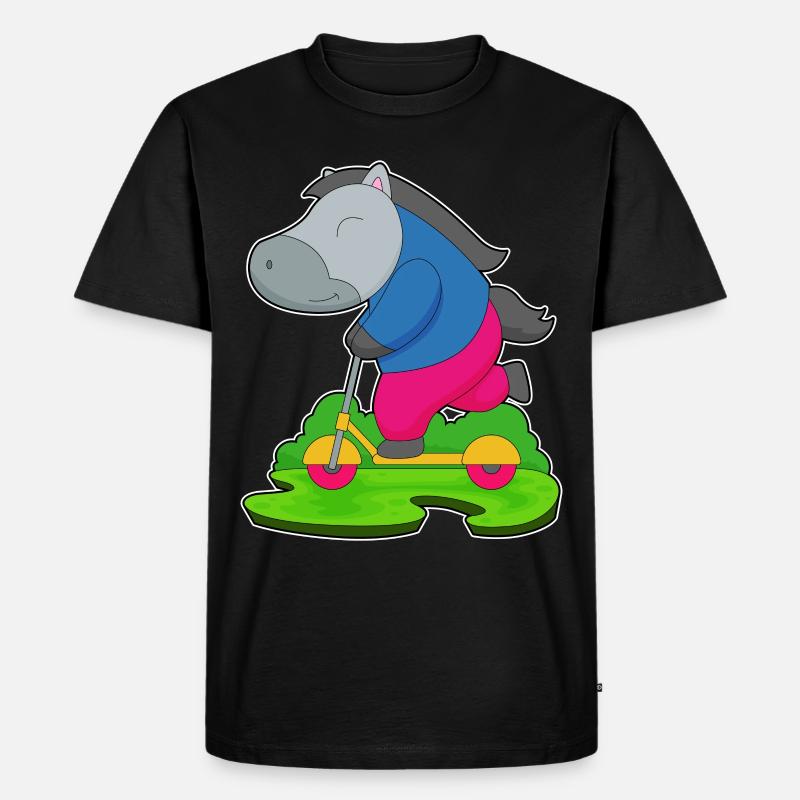 Pferd Roller - Männer Premium Bio T-Shirt - Schwarz