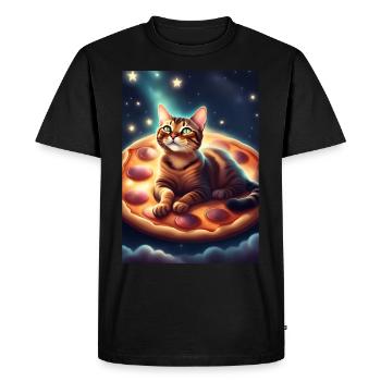 Pizza cat - Men's Premium Organic T-Shirt - black - Front - Nico (187cm)