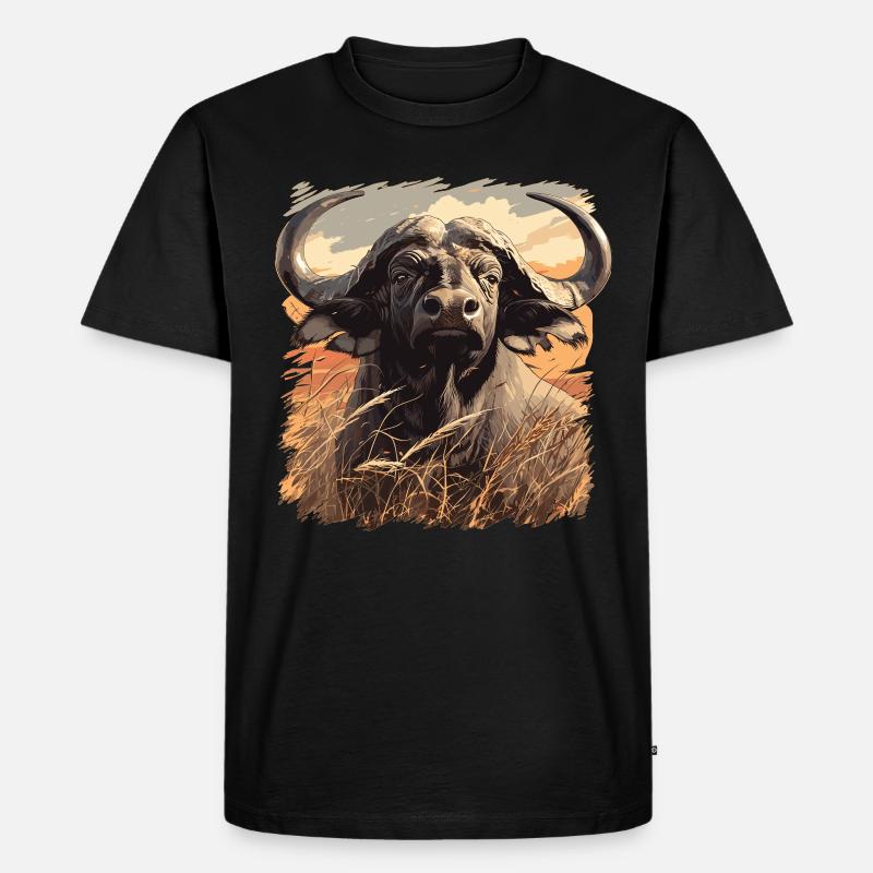 Buffalos Buffalo Büffel - Männer Premium Bio T-Shirt - Schwarz