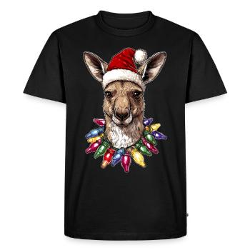 Kangaroo Australia Christmas Hat Xmas - Men's Premium Organic T-Shirt - black - Front - Nico (187cm)