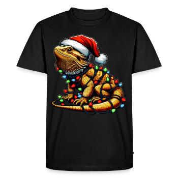 Chapeau de Noël dragon barbu lézard Noël - T-shirt Premium bio Homme - noir - Devant - Nico (187cm)