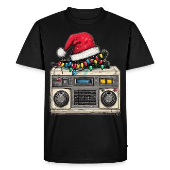 Boîte à Musique Père Noël Chapeau Noël - T-shirt Premium bio Homme - noir - Devant - Nico (187cm)