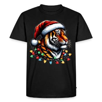 Chapeau de Noël Lion Tigre du Bengale Noël - T-shirt Premium bio Homme - noir - Devant - Nico (187cm)