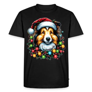 Shetland Sheepdogs Dog Christmas Hat Xmas - Men's Premium Organic T-Shirt - black - Front - Nico (187cm)