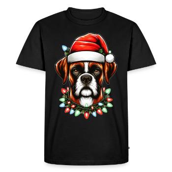 Boxer chien chapeau de Noël Noël - T-shirt Premium bio Homme - noir - Devant - Nico (187cm)