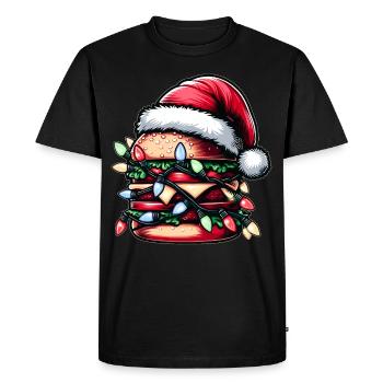 Burger Hamburger Weihnachtsmütze Noël - T-shirt Premium bio Homme - noir - Devant - Nico (187cm)