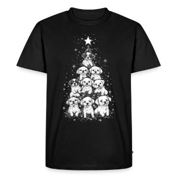 Chiot arbre de Noël chiens Cadeau de Noël - T-shirt Premium bio Homme - noir - Devant - Nico (187cm)