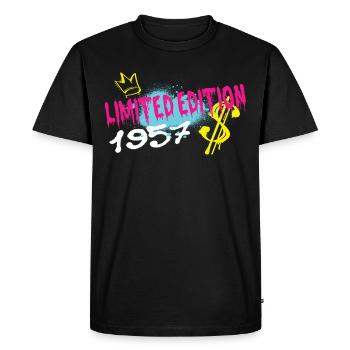 Edition Limitée 1957 Anniversaire Né 1957 - T-shirt Premium bio Homme - noir - Devant - Nico (187cm)