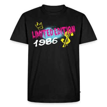 Edition Limitée 1986 Anniversaire Né 1986 - T-shirt Premium bio Homme - noir - Devant - Nico (187cm)
