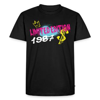 Edition Limitée 1987 Anniversaire Né 1987 - T-shirt Premium bio Homme - noir - Devant - Nico (187cm)