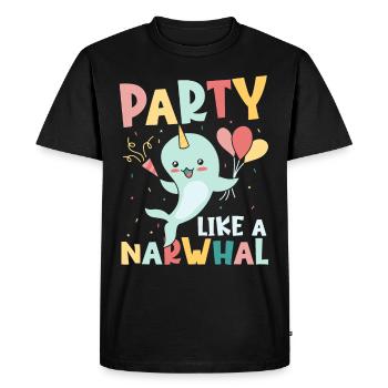 Sciences marines Narval Licorne de la mer - T-shirt Premium bio Homme - noir - Devant - Nico (187cm)