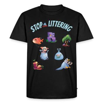 Stops plastic pollution and littering the environment - Men's Premium Organic T-Shirt - black - Front - Nico (187cm)