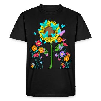 Tournesol Tournesols Papillons Insectes - T-shirt Premium bio Homme - noir - Devant - Nico (187cm)