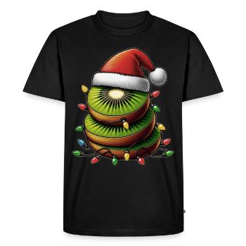 Kiwi Fruit Chapeau de Noël - T-shirt Premium bio Homme - noir - Devant - Nico (187cm)