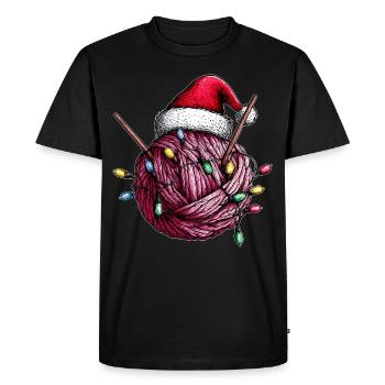 Yarn Ball, Crochet Ball, Knitting Knitters - Men's Premium Organic T-Shirt - black - Front - Nico (187cm)