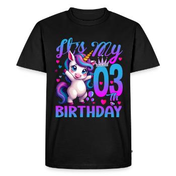 3rd Birthday Unicorn It's My 3rd Birthday - Men's Premium Organic T-Shirt - black - Front - Nico (187cm)