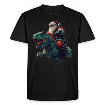 Moto dinosaure du Père Noël - T-shirt Premium bio Homme - noir - Devant - Nico (187cm)