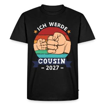 Je serai cousin 2027 grossesse enceinte - T-shirt Premium bio Homme - noir - Devant - Nico (187cm)