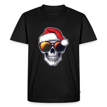 Santa Hat Skull Skull - Men's Premium Organic T-Shirt - black - Front - Nico (187cm)