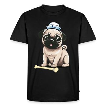 Chien Chiens Maritime Moin Marin Marin Ahoy - T-shirt Premium bio Homme - noir - Devant - Nico (187cm)
