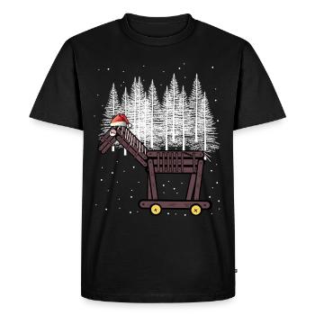 Père Noël Cheval Père Noël Enfants - T-shirt Premium bio Homme - noir - Devant - Nico (187cm)