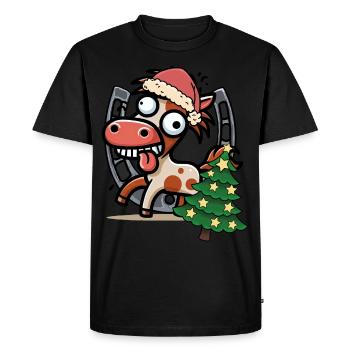 Père Noël Cheval Chevaux Noël Père Noël - T-shirt Premium bio Homme - noir - Devant - Nico (187cm)
