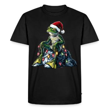 Frog sitting on rocks cottagecore goblincore - Men's Premium Organic T-Shirt - black - Front - Nico (187cm)