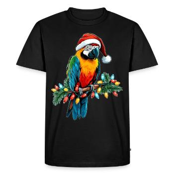 Macaw Parrot Christmas Hat Xmas - Men's Premium Organic T-Shirt - black - Front - Nico (187cm)