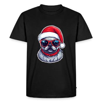 Pug Dog Christmas - Men's Premium Organic T-Shirt - black - Front - Nico (187cm)