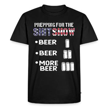 Prepping for the Shotshow Political Satire - Men's Premium Organic T-Shirt - black - Front - Nico (187cm)
