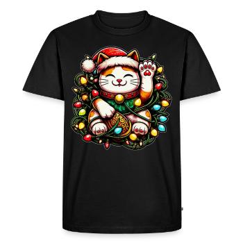 Maneki Neko Chat Japonais Porte-Bonheur Weihnac - T-shirt Premium bio Homme - noir - Devant - Nico (187cm)