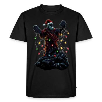 Moïse Chapeau de Père Noël - T-shirt Premium bio Homme - noir - Devant - Nico (187cm)