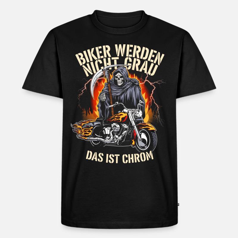Werden Nicht Grau Das Ist Chrom Motorradfahrer - Männer Premium Bio T-Shirt - Schwarz