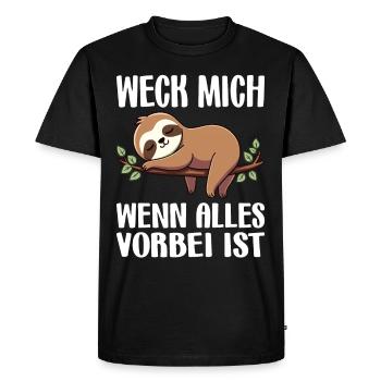 Wake me up when it's all over / Late riser - Men's Premium Organic T-Shirt - black - Front - Nico (187cm)