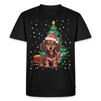 Teckel Noël Père Noël Père Noël Chien Chiens - T-shirt Premium bio Homme - noir - Devant - Nico (187cm)