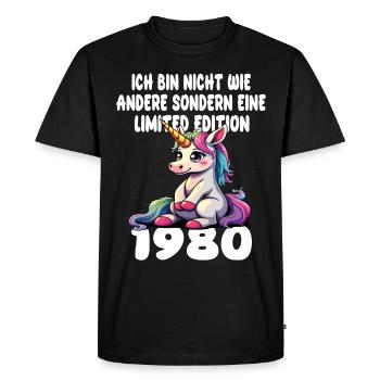 Edition Limitée 1980 Anniversaire Né 1980 - T-shirt Premium bio Homme - noir - Devant - Nico (187cm)