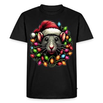 Rat Souris Père Noël Noël - T-shirt Premium bio Homme - noir - Devant - Nico (187cm)