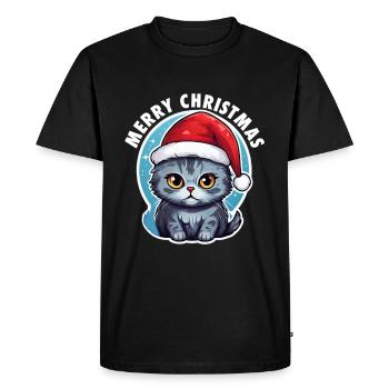 Cat Christmas - Men's Premium Organic T-Shirt - black - Front - Nico (187cm)