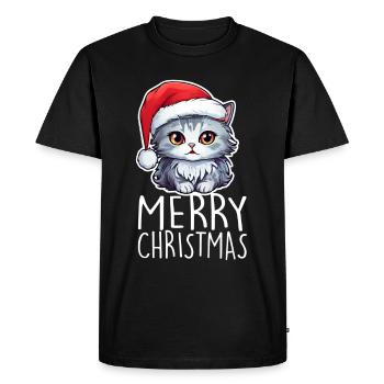 Katze Weihnachten - Männer Premium Bio T-Shirt - Schwarz - Vorne - Nico (187cm)