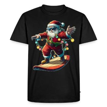 Père Noël Surf Surfeur Père Noël - T-shirt Premium bio Homme - noir - Devant - Nico (187cm)