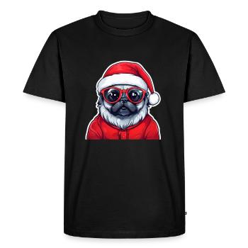 Mops Weihnachten - Männer Premium Bio T-Shirt - Schwarz - Vorne - Nico (187cm)