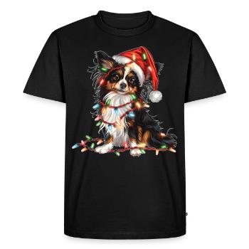 Mignon Papillon Chien Père Noël Chapeau Noël - T-shirt Premium bio Homme - noir - Devant - Nico (187cm)