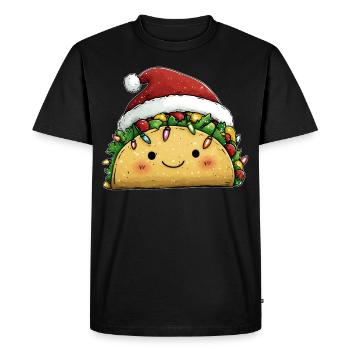Tacos Mexican Food Santa Hat Xmas - Men's Premium Organic T-Shirt - black - Front - Nico (187cm)