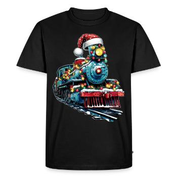 Train Chemin de fer Locomotive Noël Chapeau Noël - T-shirt Premium bio Homme - noir - Devant - Nico (187cm)