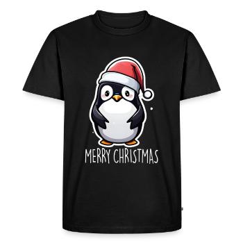 Pinguin Merry Christmas - Männer Premium Bio T-Shirt - Schwarz - Vorne - Nico (187cm)