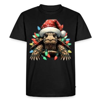 Tortue Mer Animal Chapeau de Noël - T-shirt Premium bio Homme - noir - Devant - Nico (187cm)